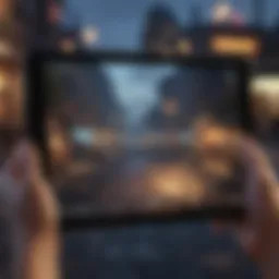 A captivating scene of a tablet displaying an engaging offline game interface