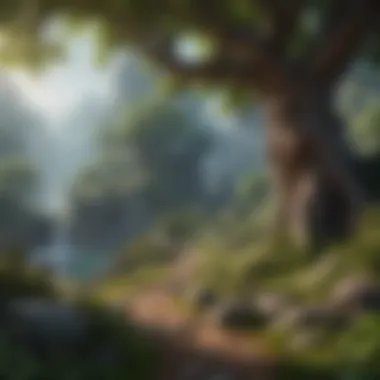 Fantasy Landscape in D&D Inspired Games A vibrant fantasy landscape featuring a diverse array of mythical creatures and lush environments.