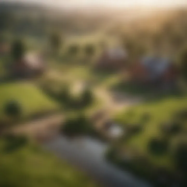 A picturesque landscape with farmhouses and livestock