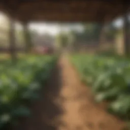 A vibrant farm scene with diverse crops