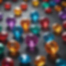 A vibrant scene showcasing colorful gems in a match-three puzzle game.