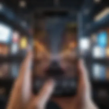 Competitive Gaming Interface on Mobile A close-up of a smartphone showcasing a competitive gaming interface