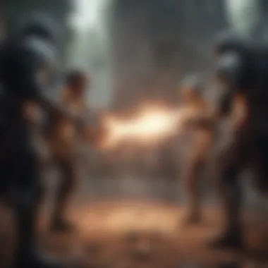 Epic Multiplayer Engagement Group of players engaging in a battle in an MMORPG