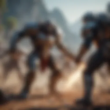 Epic Battle Scene in Non-Pay to Win Game A captivating screenshot depicting an intense battle scene in a popular mobile game.