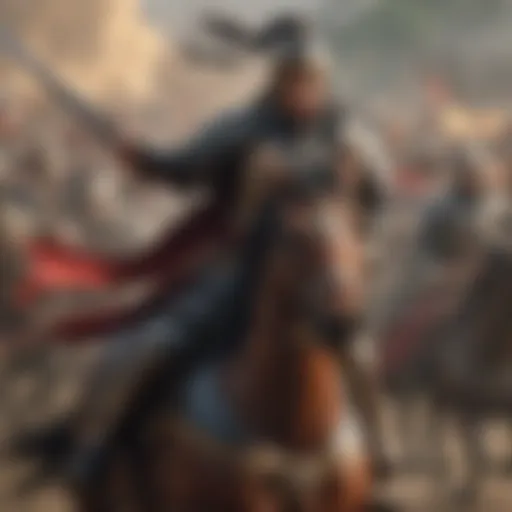 A captivating battle scene featuring legendary warriors from the Three Kingdoms era.