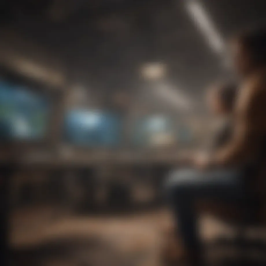 A competitive gaming setup showcasing two players engaged in an intense game