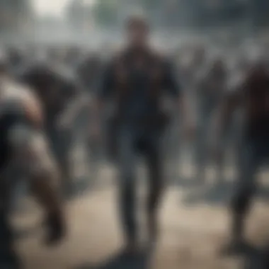 Confronting the Unwavering Horde Mobile game character facing a horde of zombies