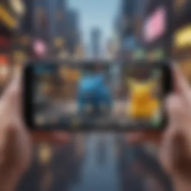 Future of Pokémon Gaming on Mobile Devices A futuristic concept art piece visualizing the evolution of Pokémon gaming on mobile devices.
