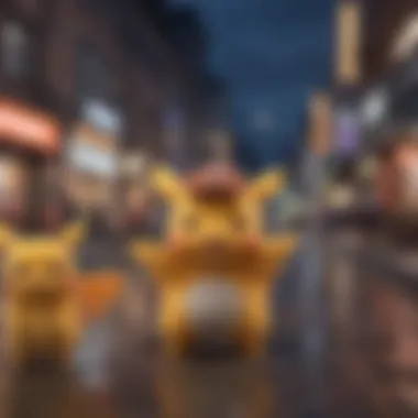 Pokémon Characters in Urban Mobile Gaming A vibrant illustration showcasing various Pokémon characters in an urban mobile gaming environment.