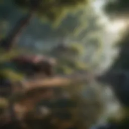 A serene landscape depicting a tranquil gaming environment