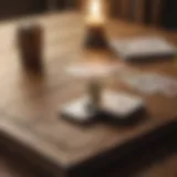 A solitary game of Solitaire set on a vintage wooden table