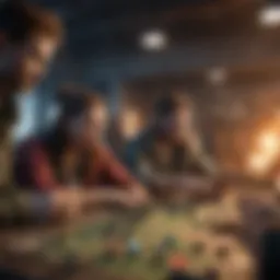 Group of gamers strategizing in a mobile game