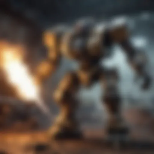 A dynamic turn-based mech battle scene showcasing strategic moves