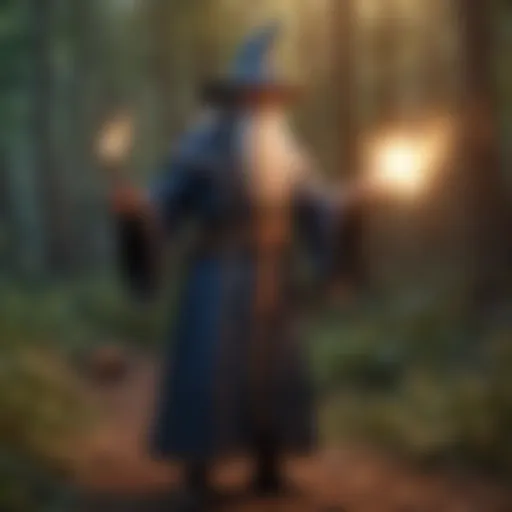 Mystical Wizard casting powerful spells in turn-based RPG game