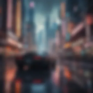 Neo-Futuristic Metropolis Futuristic cityscape in a sci-fi iOS graphic game