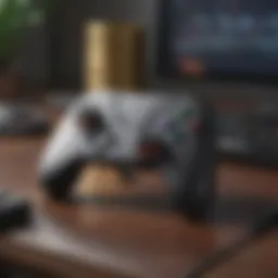 Futuristic gaming controller on a sleek desk