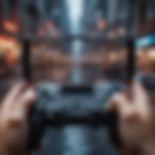 Abstract digital art of futuristic mobile gaming with a controller