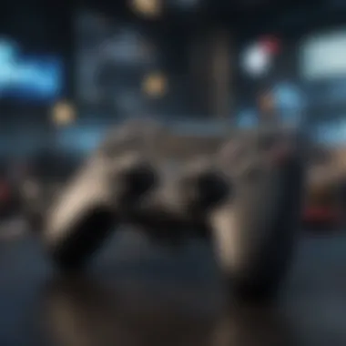 Gamepad on futuristic background