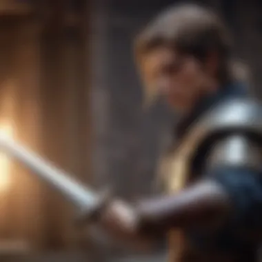 Focused Duelist Mindset Intense focus during sword duel