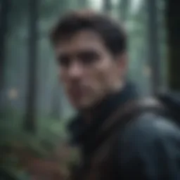 Mysterious character in a dark forest