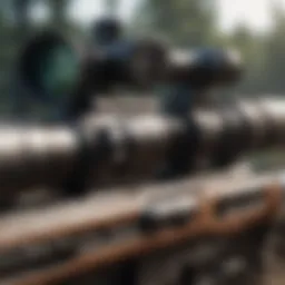A detailed view of a sniper rifle with digital enhancements