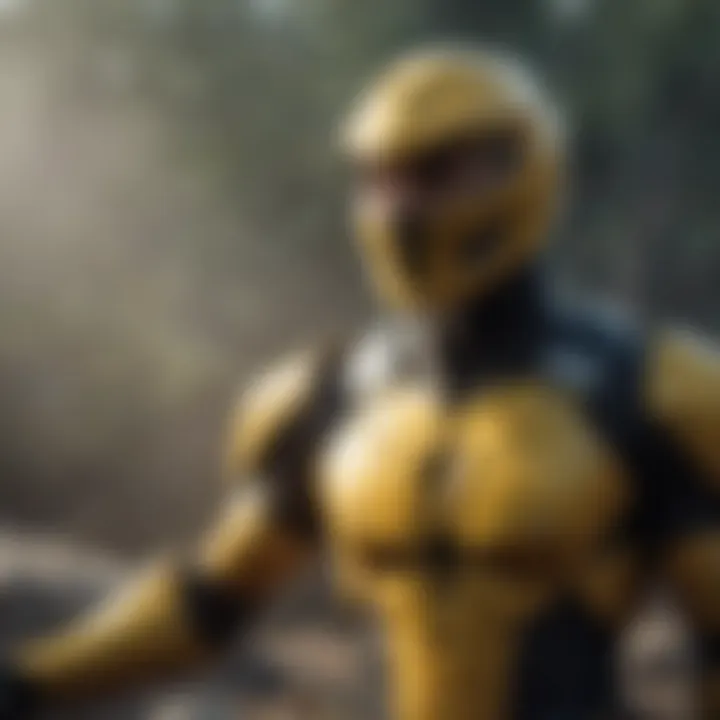 Strategic Yellow Ranger analyzing battlefield tactics