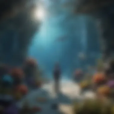Oceanic Discovery Quest Illustration of a magical underwater world with sea creatures guiding kids through learning activities