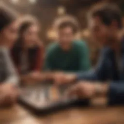 Group of friends enjoying a mobile word game together