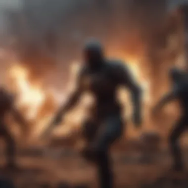 Intense Action Gameplay A vibrant screenshot from an action-packed iPhone game showcasing intense battle scenes