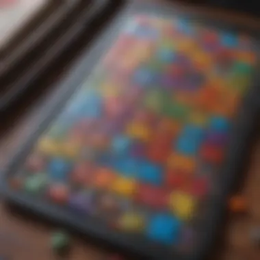 Engaging Puzzle Experience An artistic representation of a puzzle game on iPhone highlighting its colorful design