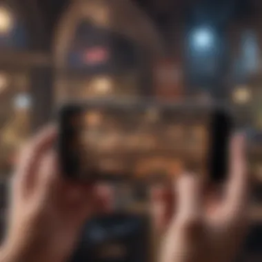 Social Gaming Experience An illustration of a multiplayer game environment on iPhone depicting social interaction