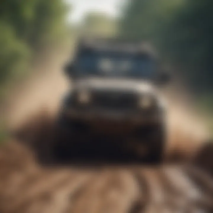 Off-road Rally Truck Roaring through Muddy Terrain