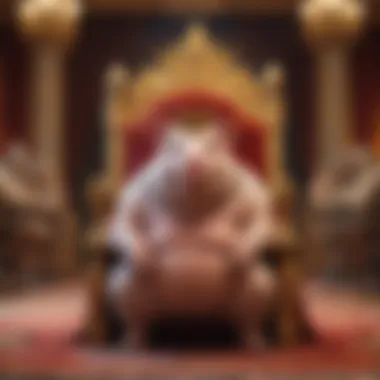 Imposing Porcine Emperor in Regal Setting Pig Emperor in Galactic Throne Room