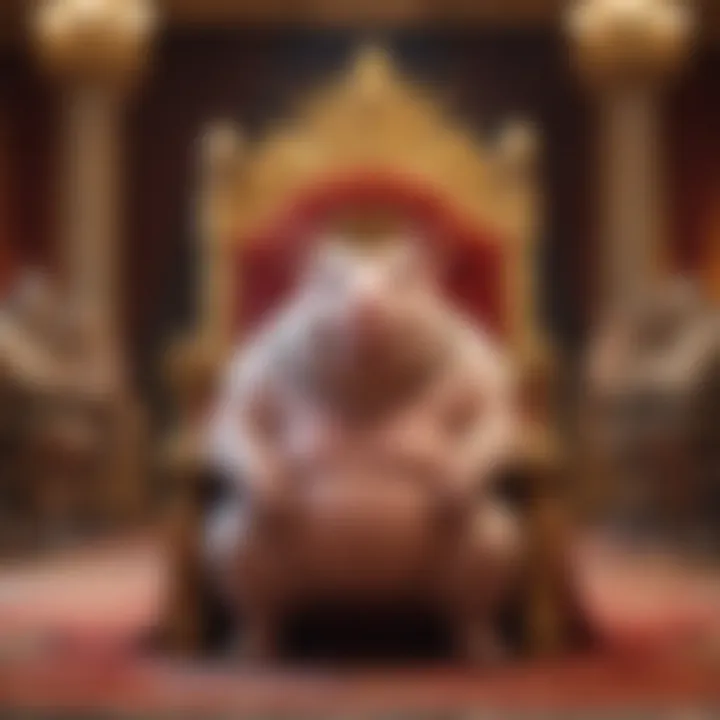 Imposing Porcine Emperor in Regal Setting Pig Emperor in Galactic Throne Room