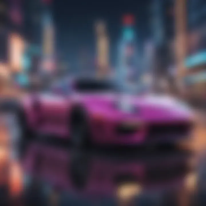 An adrenaline-pumping racing game track with high-speed cars