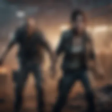 Dynamic Gameplay in Zombie Games A dynamic gameplay scene showcasing zombie characters in a post-apocalyptic setting