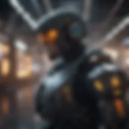 A futuristic roboshooter game interface showcasing advanced graphics.