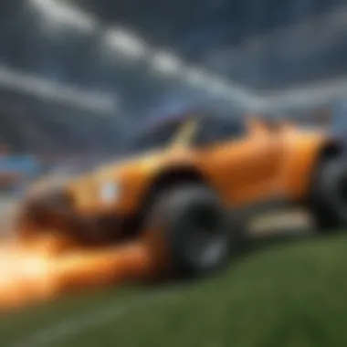 Rocket League gameplay showing strategic moves