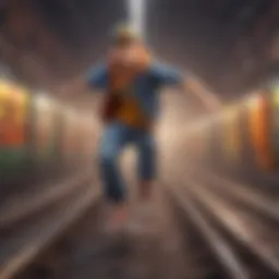 Dynamic action scene from Subway Surfers
