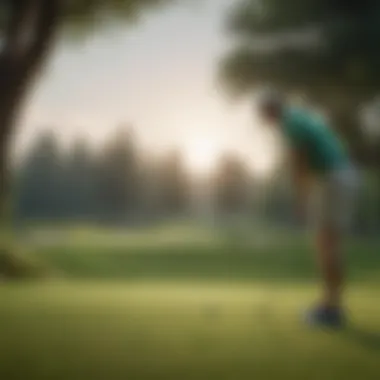 A golfer teeing off on a lush green course