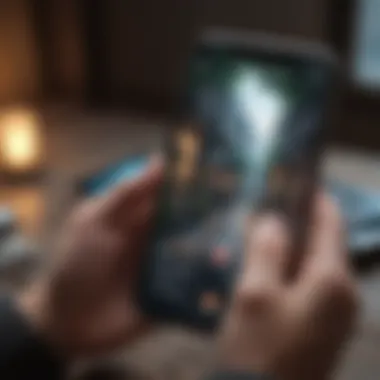 Mobile Game Engagement Engaging visual of a mobile device displaying a mystery game app