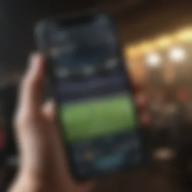 A user engaging with a sports app featuring interactive elements