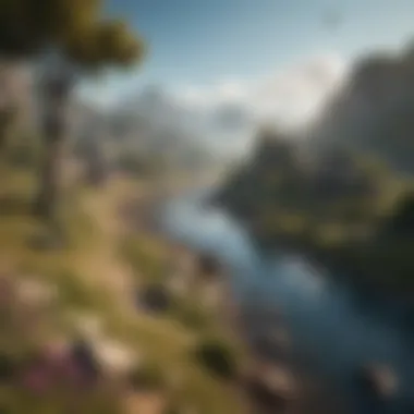 Vibrant Landscapes in World Building Games A captivating landscape showcasing a vibrant world created in an Android game.
